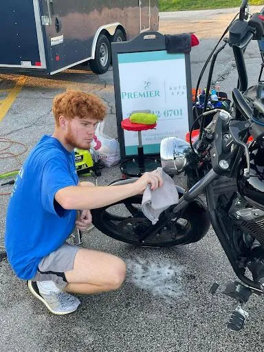 Motorcycle detailing in progress